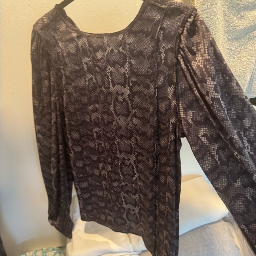 Anine Bing Black and Gray Snake Print Blouse